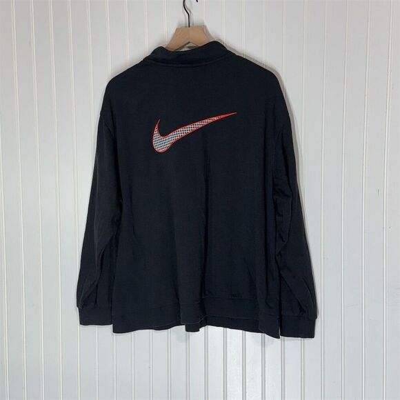 Nike Black 1/4 Zip Pullover Sweatshirt Women’s 1X Houndstooth Trim Swoosh Logo - Picture 2 of 4